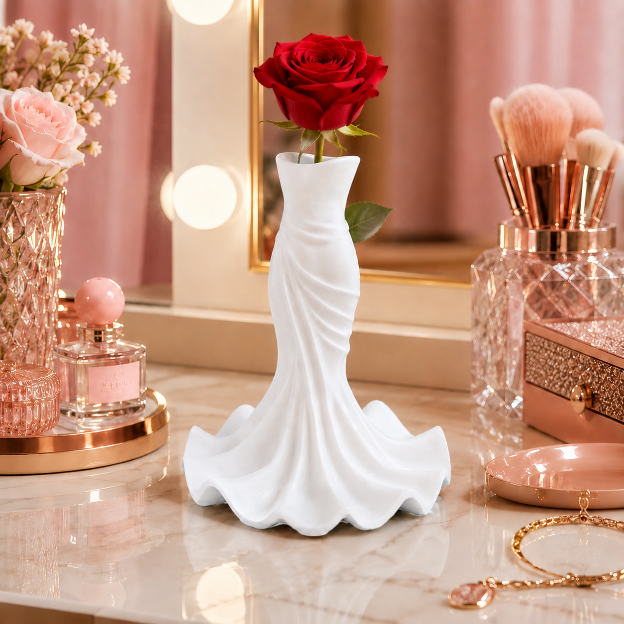 Vaso Noiva 3D Branco / Porta Rosa / Porta Pincel / Maquiagem Decoração - Imagem 2