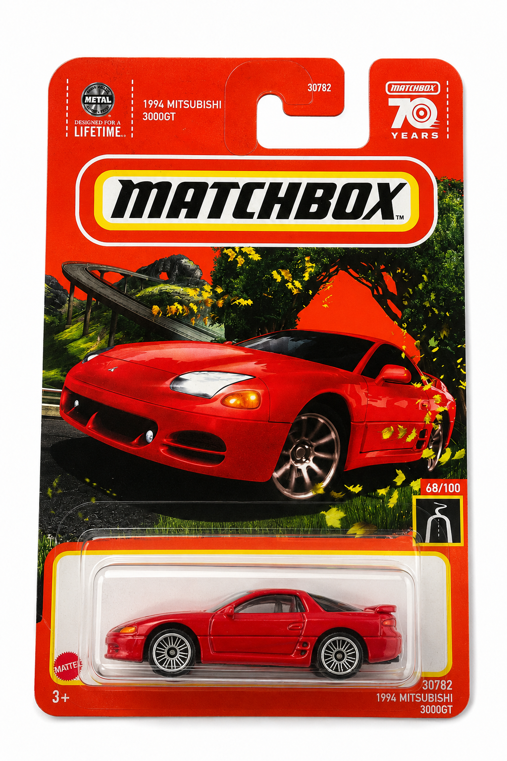 1:64 - Matchbox 1994 Mitsubishi 3000GT – 70 Years | 68/100 | Vermelho