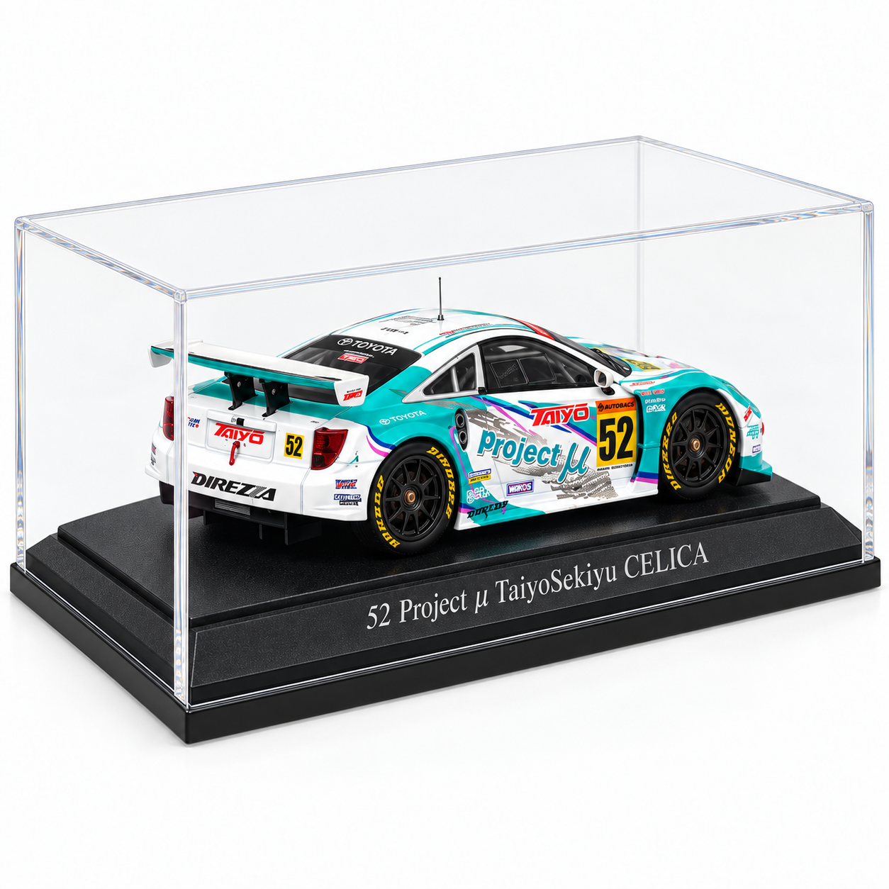 1:43 - EBBRO Toyota Celica Project μ TaiyoSekiyu #52 – JGTC GT300 2004 - vista diagonal traseira