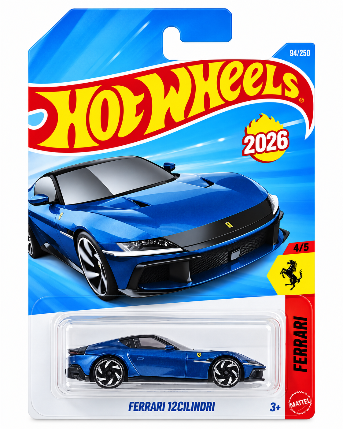 Hot Wheels Ferrari 12Cilindri azul 2026 escala 1:64 em blister original