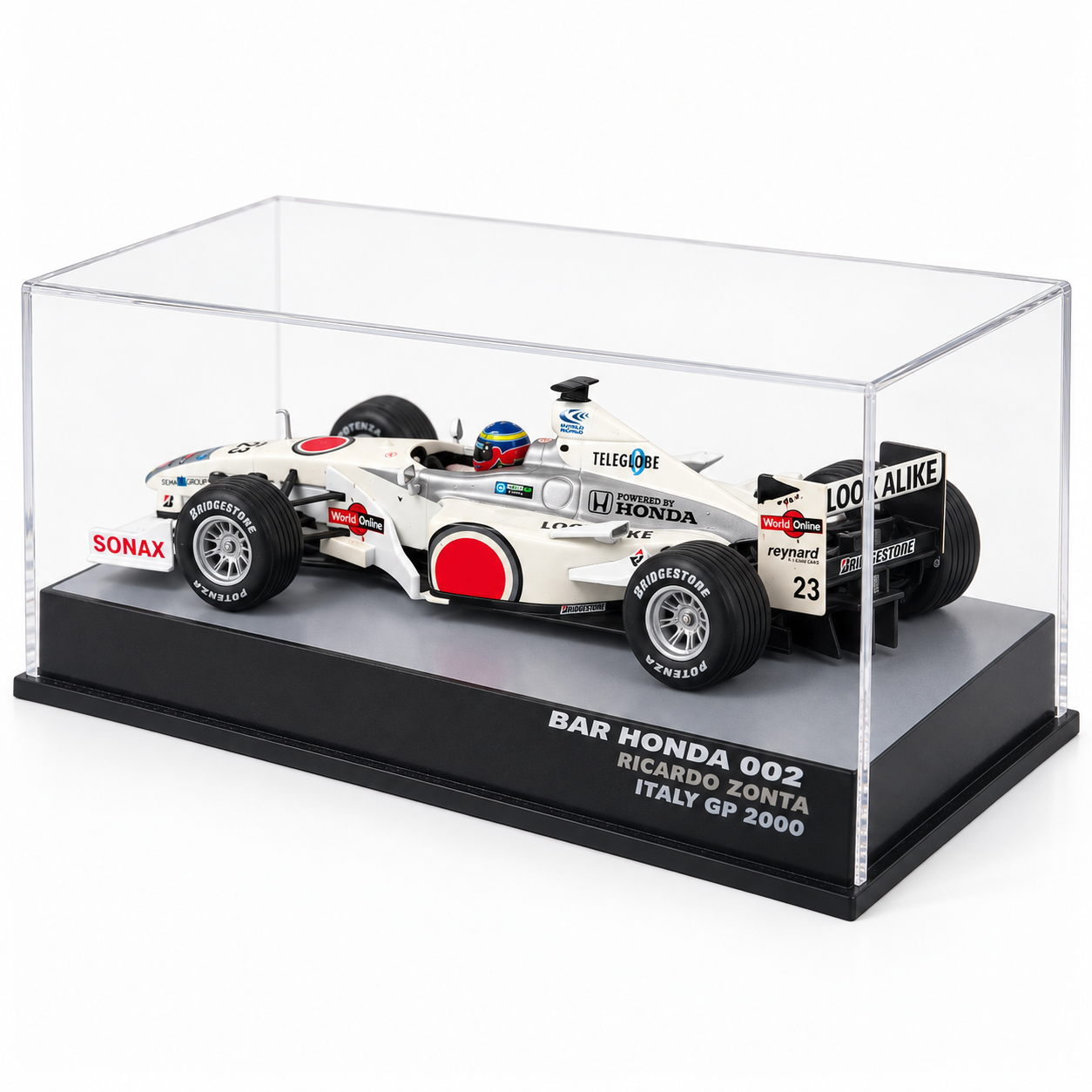 1:43 - IXO MODELS - BAR Honda 002 #23 – Ricardo Zonta – Italy GP 2000 - vista diagonal traseira