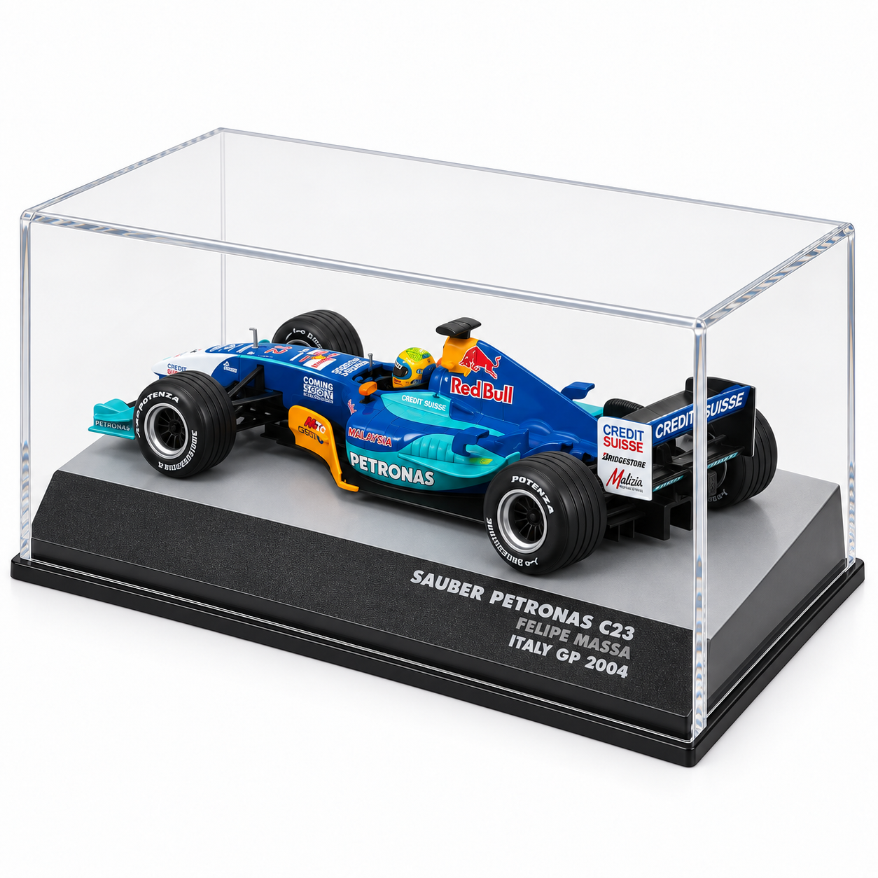 1:43 - IXO MODELS - Sauber Petronas C23 #12 – Felipe Massa – Italy GP 2004 - vista diagonal traseira