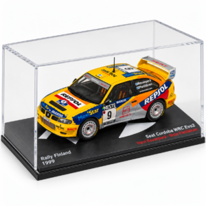 1:43 - IXO MODELS - SEAT Córdoba WRC Evo2 #9 – Rally Finland 1999 – Harri Rovanperä / Risto Pietiläinen - vista diagonal frontal
