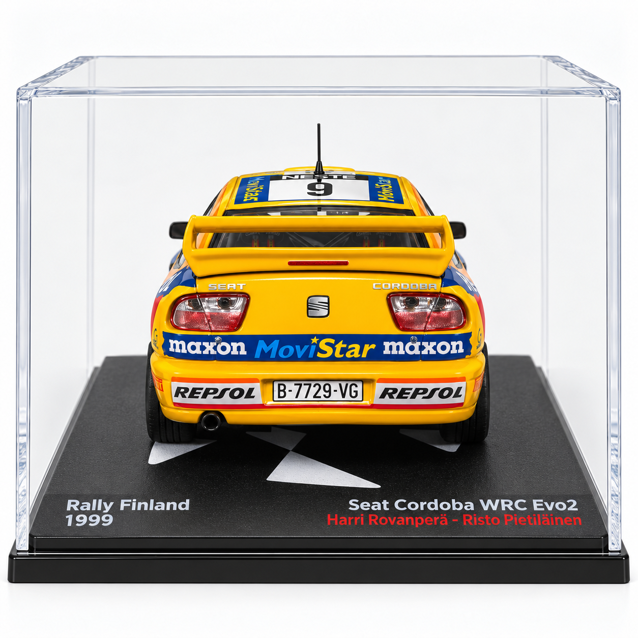 1:43 - IXO MODELS - SEAT Córdoba WRC Evo2 #9 – Rally Finland 1999 – Harri Rovanperä / Risto Pietiläinen - vista traseira