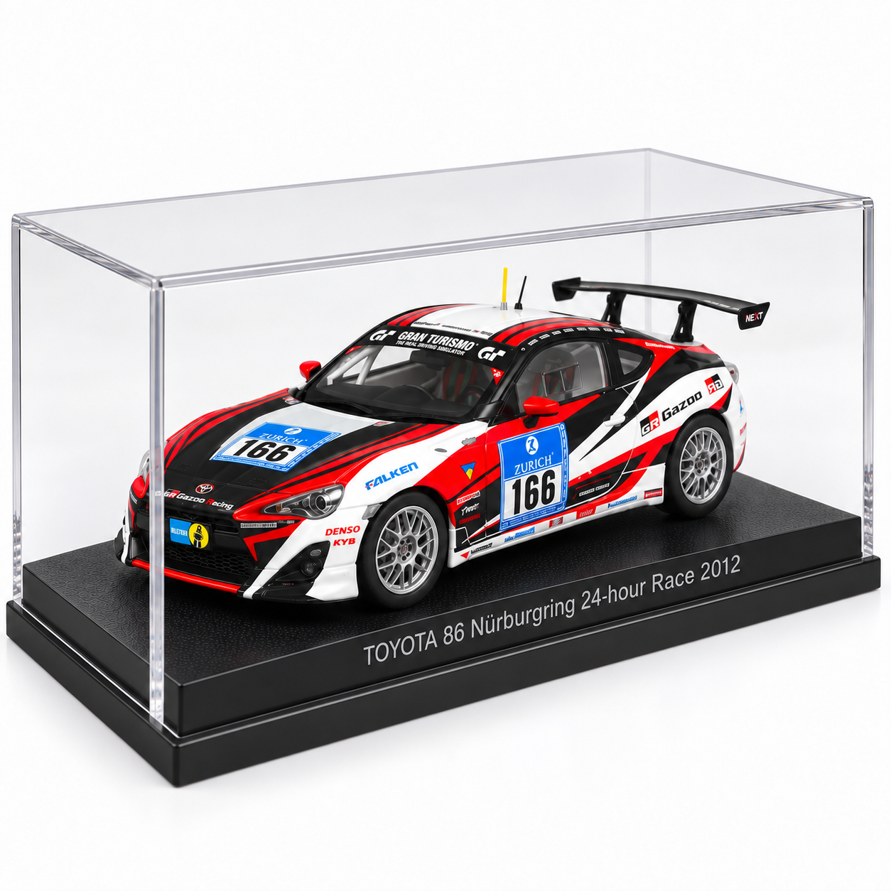 1:43 - EBBRO - Toyota 86 Gazoo Racing #166 – Nürburgring 24h 2012 - vista diagonal frontal oposta