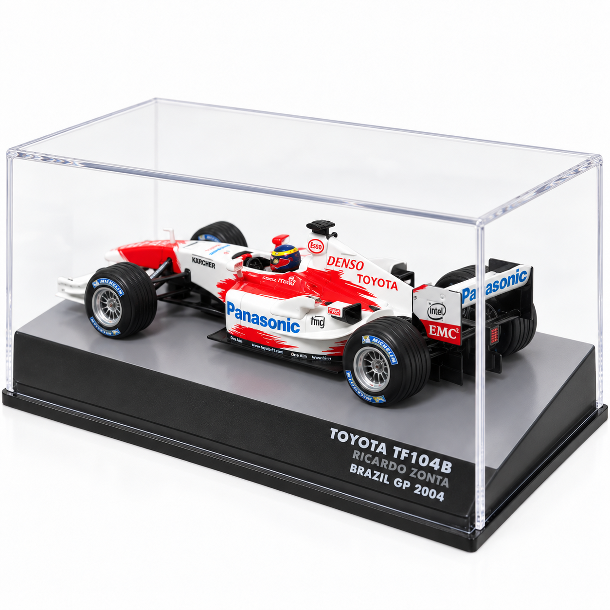 1:43 - IXO MODELS - Toyota TF104B #17 – Ricardo Zonta – Brazil GP 2004 - vista diagonal traseira